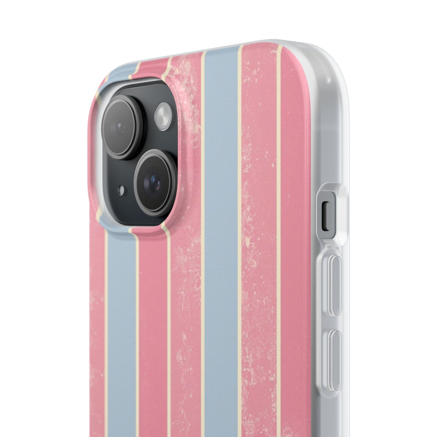 Striped Pink & Blue Phone Case — Retro Pastel Flexi Case