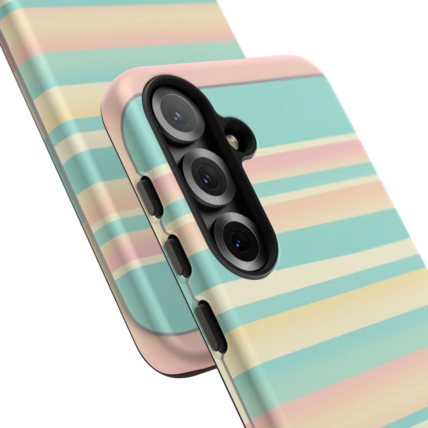 Pastel Striped Tough Phone Case — Mint, Peach & Cream Protective Cover