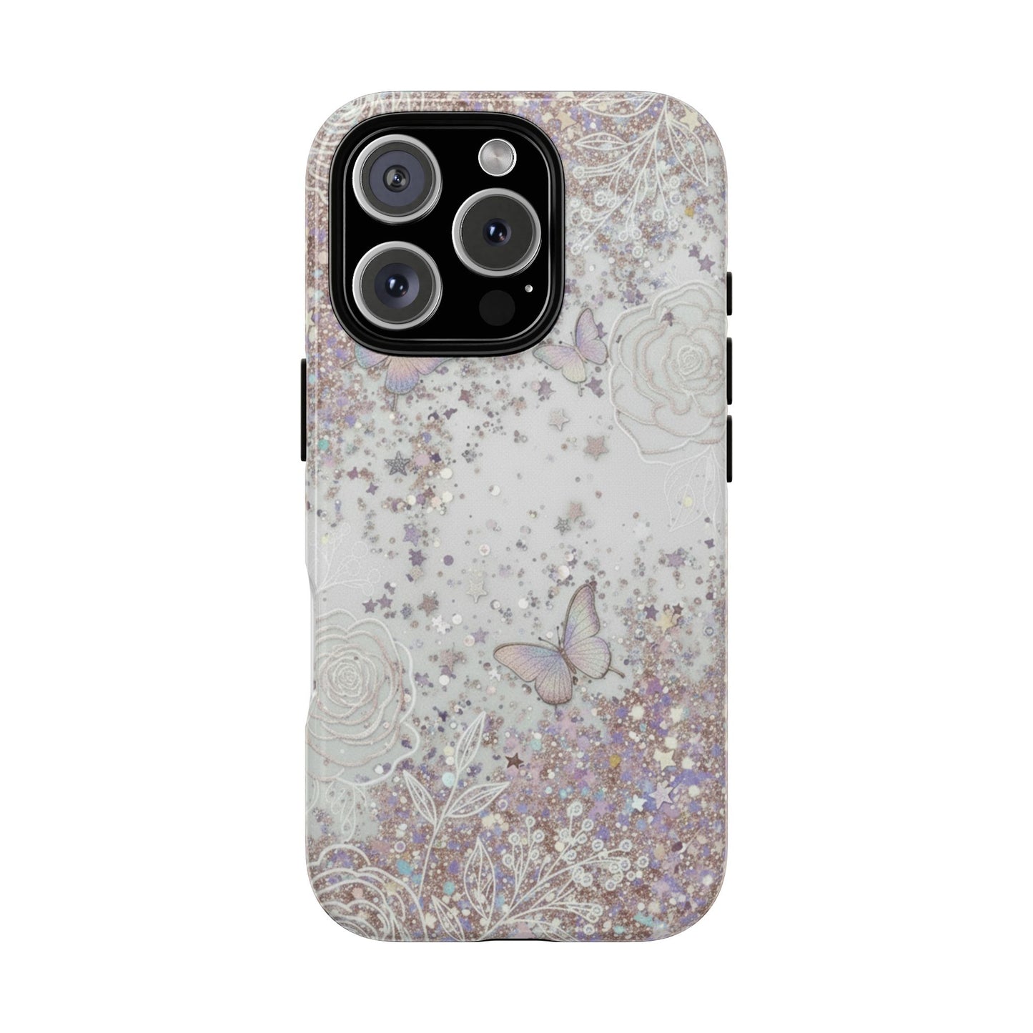 Butterfly Glitter Tough Phone Case — Floral Sparkle Protective Case