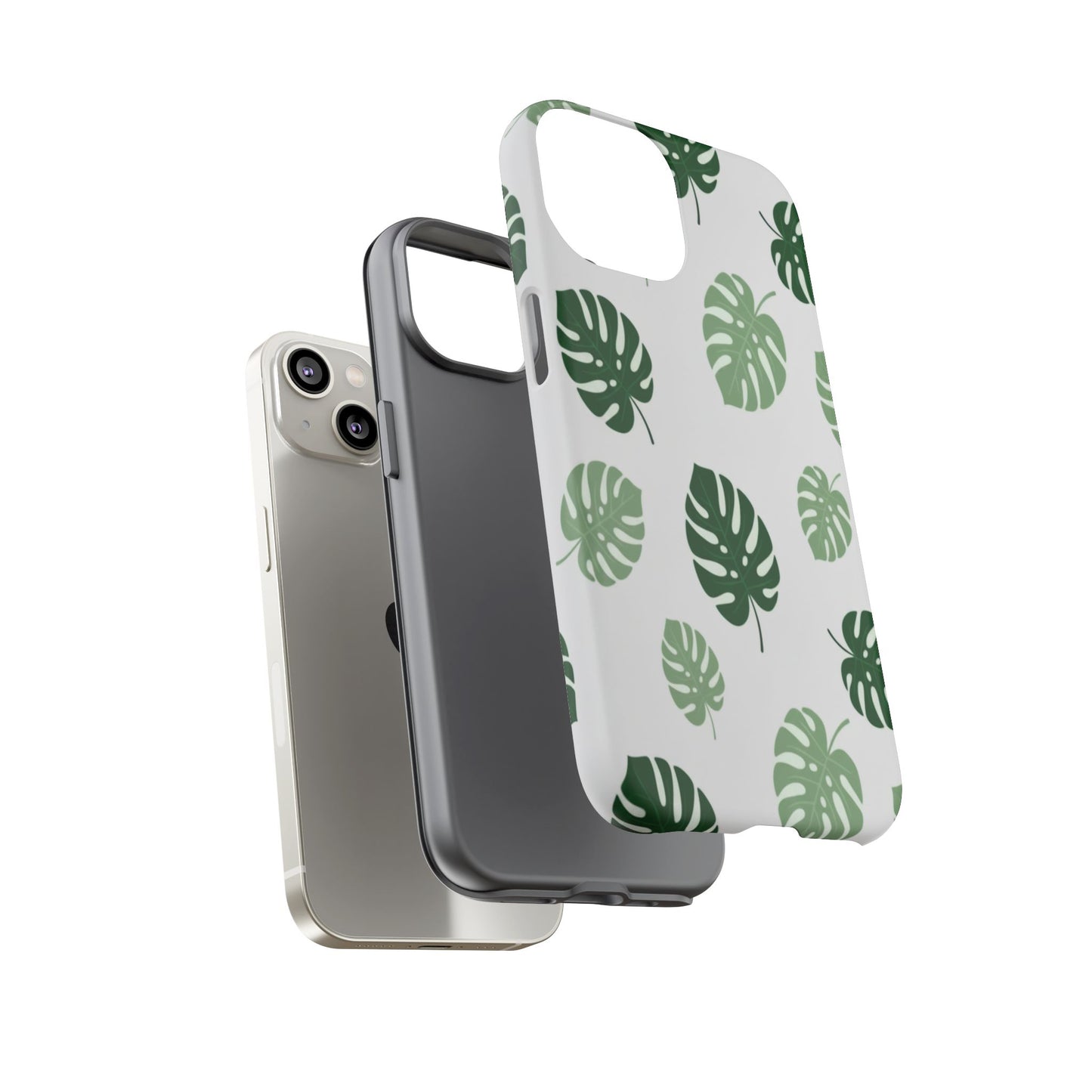 Monstera Leaf Phone Case — Tropical Green Pattern Tough Case