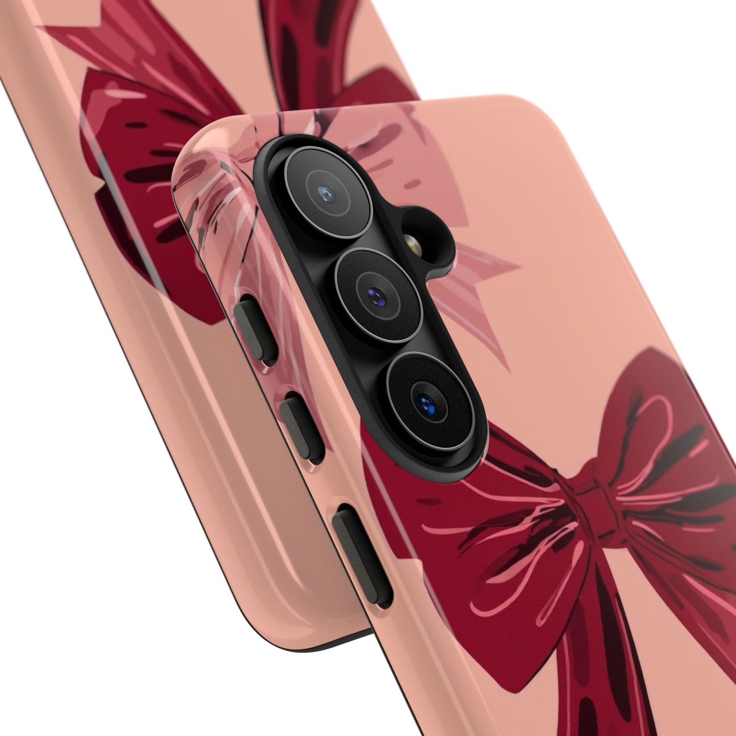 Bow Pattern Tough Phone Case — Pink, Red & Black Decorative Bows