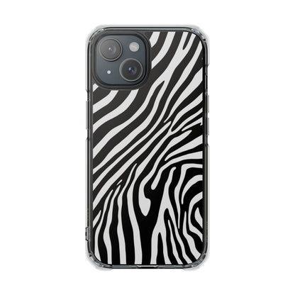 Zebra Print Clear Magnetic Phone Case — Impact-Resistant iPhone Cover