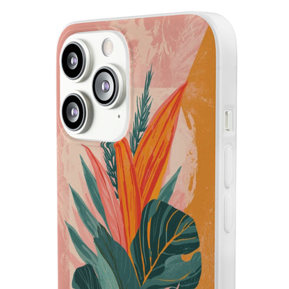 Tropical Botanical Phone Case — Pink & Orange Floral Flexi Case