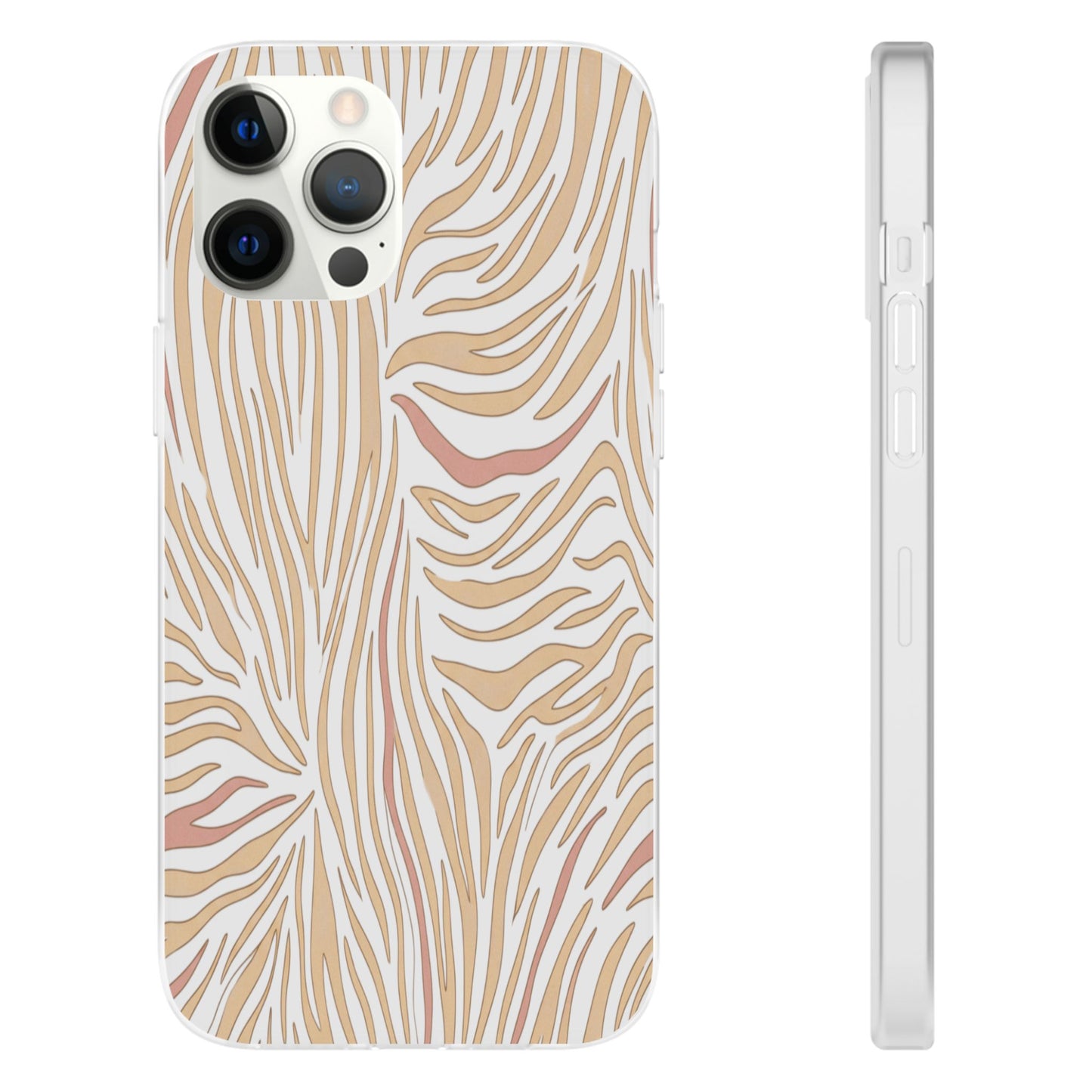 Neutral Zebra Print Flexi Case — Beige & Rose Gold Animal Pattern Phone Cover