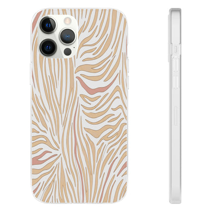 Neutral Zebra Print Flexi Case — Beige & Rose Gold Animal Pattern Phone Cover