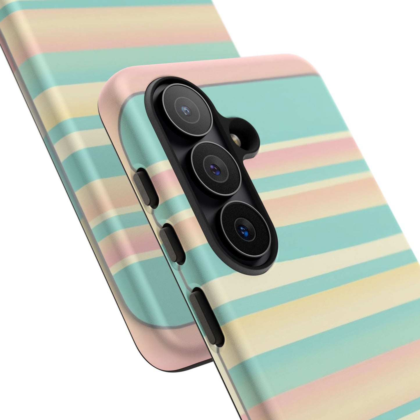 Pastel Striped Tough Phone Case — Mint, Peach & Cream Protective Cover