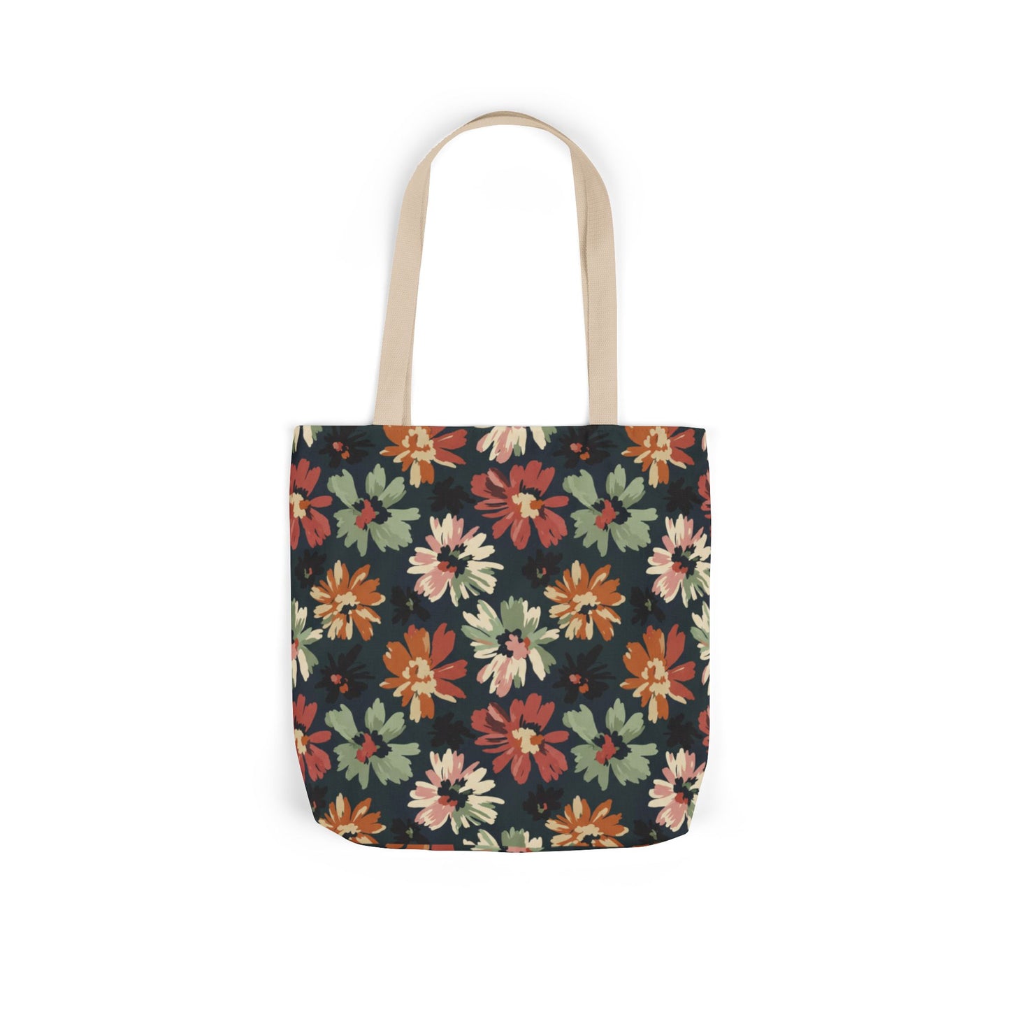 Floral Canvas Tote Bag — Vintage Autumn Daisy Print