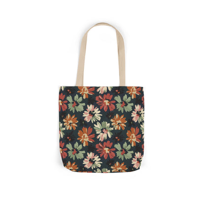 Floral Canvas Tote Bag — Vintage Autumn Daisy Print