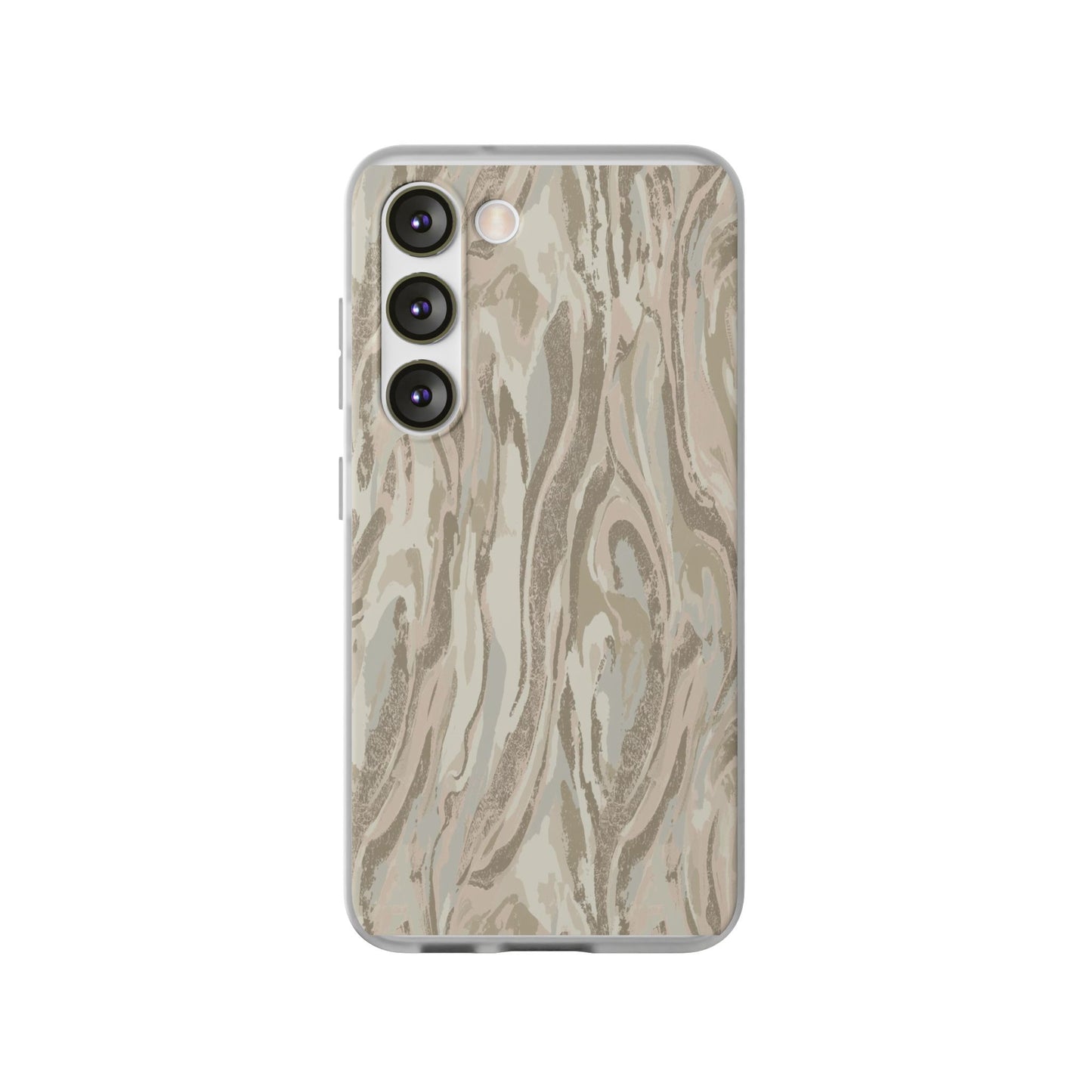 Neutral Marble Swirl Flexi Phone Case — Beige Abstract Protective Cover
