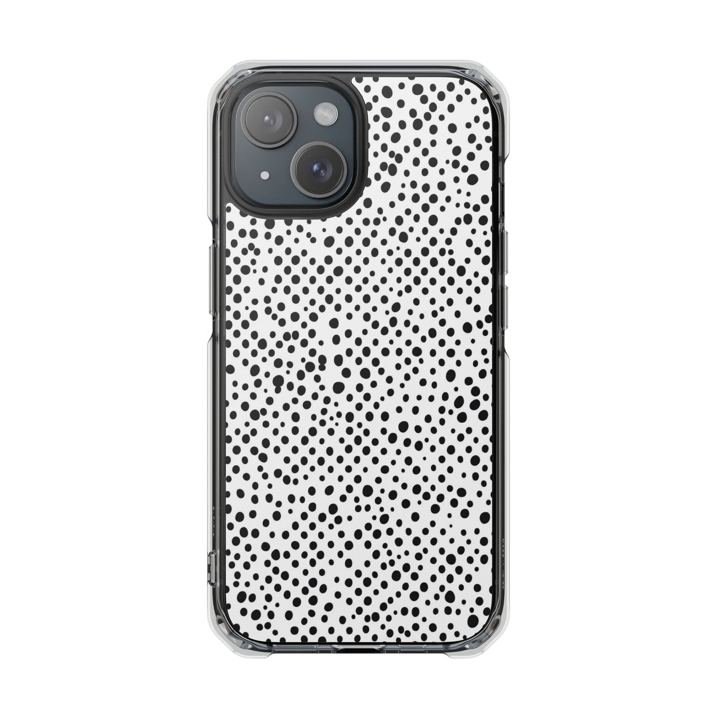 Clear Magnetic Phone Case — Black & White Speckled Pattern