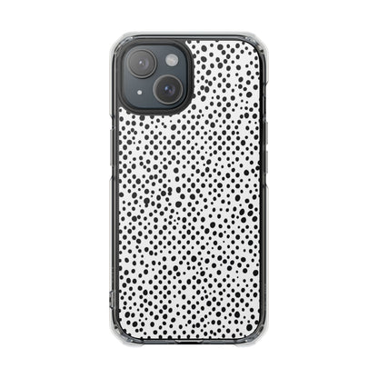 Clear Magnetic Phone Case — Black & White Speckled Pattern