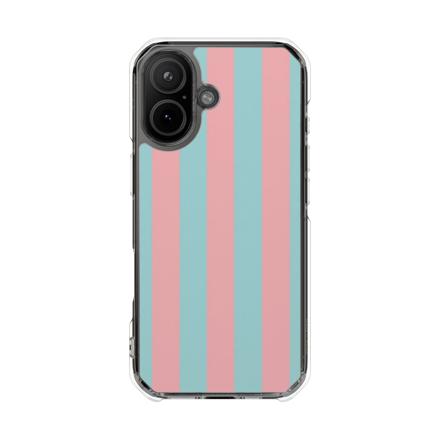 Pink and Blue Stripe Magnetic Clear Phone Case