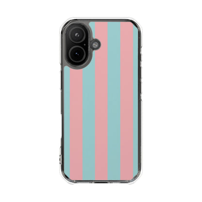 Pink and Blue Stripe Magnetic Clear Phone Case