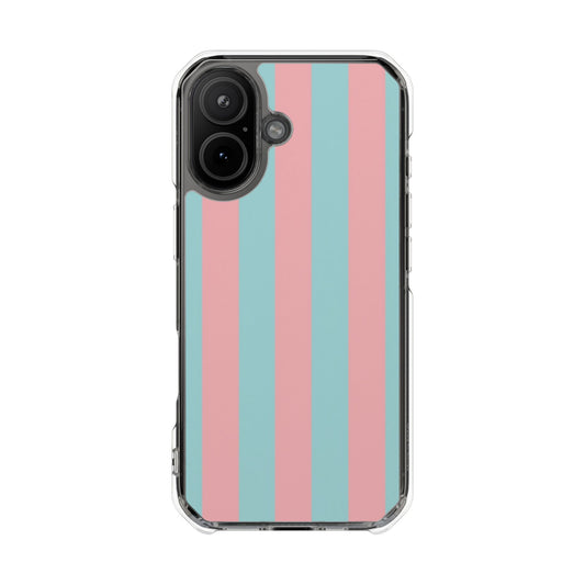 Pink and Blue Stripe Magnetic Clear Phone Case