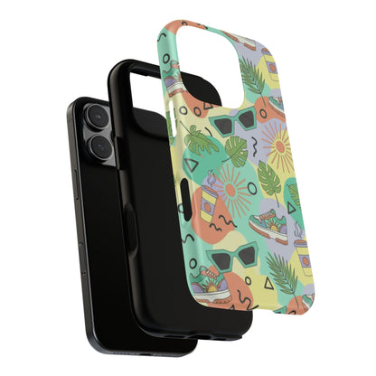 Tropical Summer Phone Case — Retro Sunglasses, Sneakers & Palm Pattern