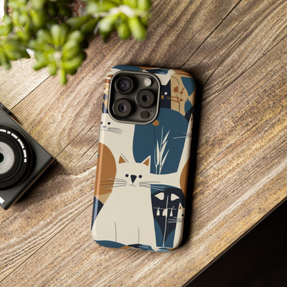 Cat Pattern Phone Case – Retro Abstract Cats Protective iPhone Cover
