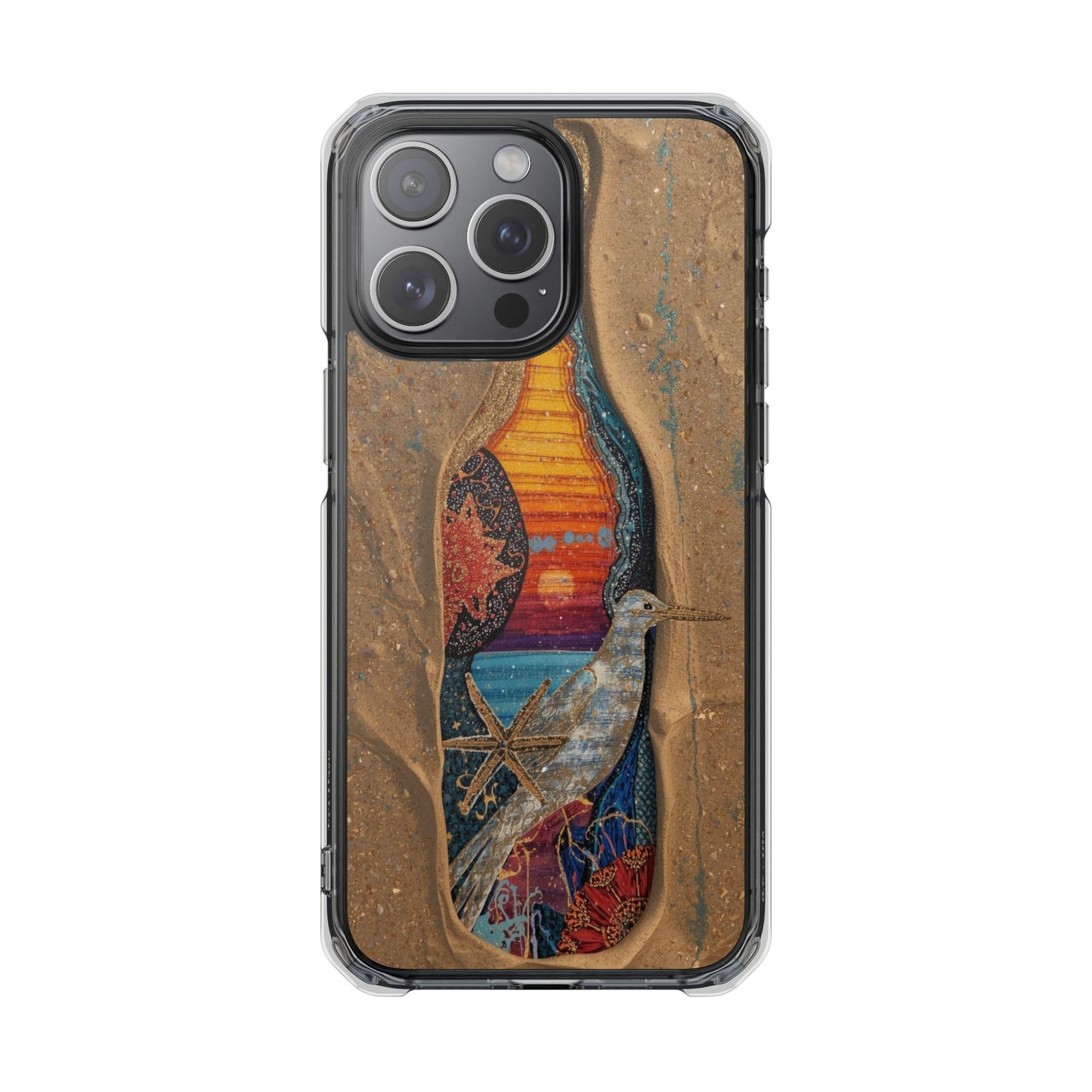 Clear Impact Phone Case — Sunset Wave Surfboard Art