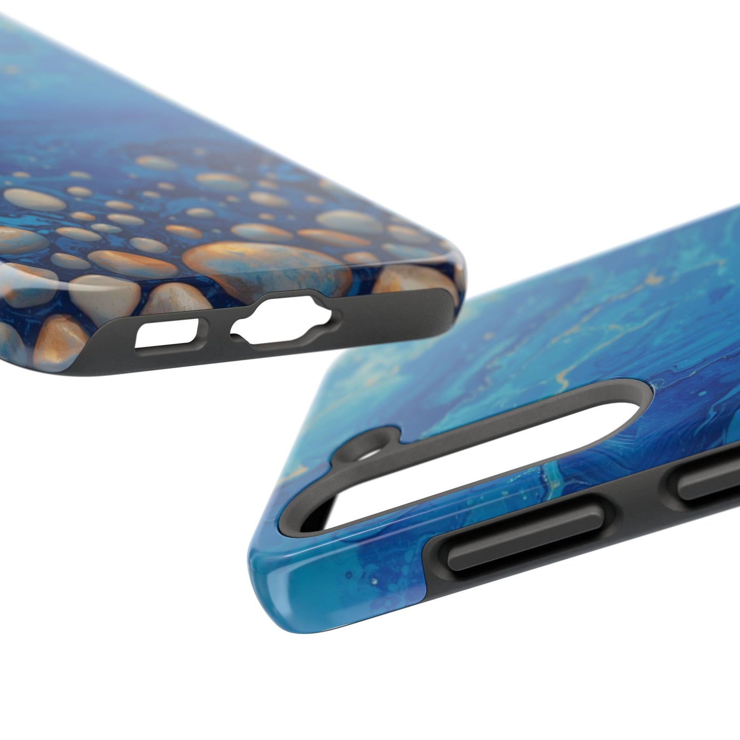 Blue Ocean Pebble Tough Phone Case — Protective Artistic Marble Design