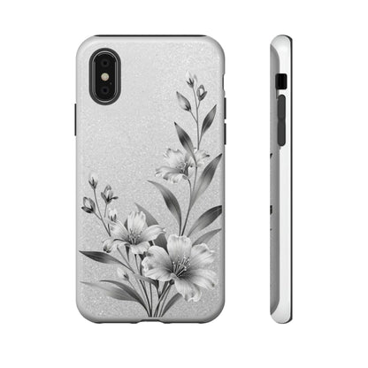 Floral Monochrome Phone Case — Elegant Black & White Lily Design