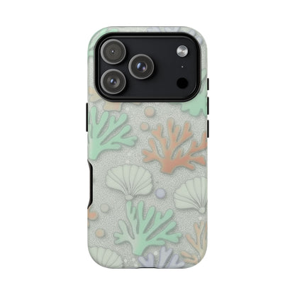 Pastel Coral Reef Tough Phone Case – Sea Shell & Coral Pattern Durable Protector