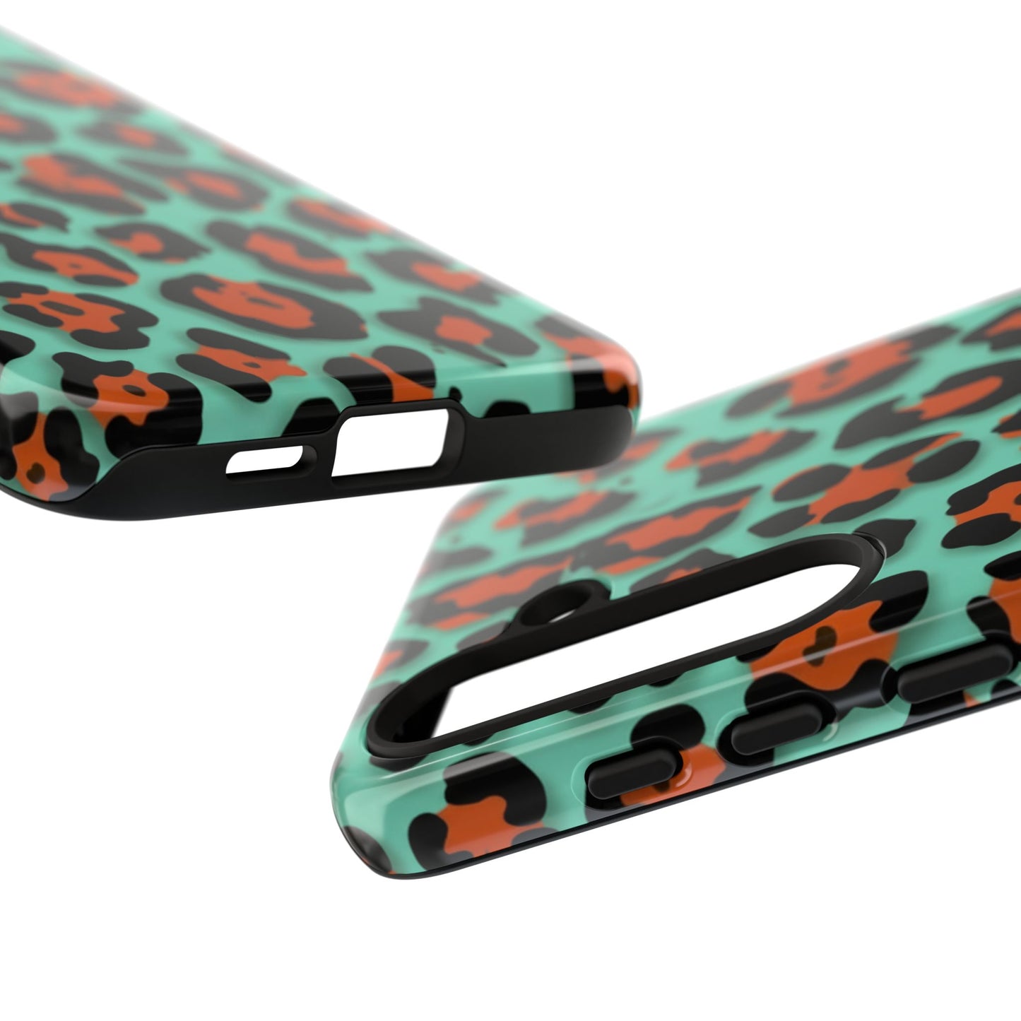Teal & Rust Leopard Phone Case — Tough Protective Animal Print