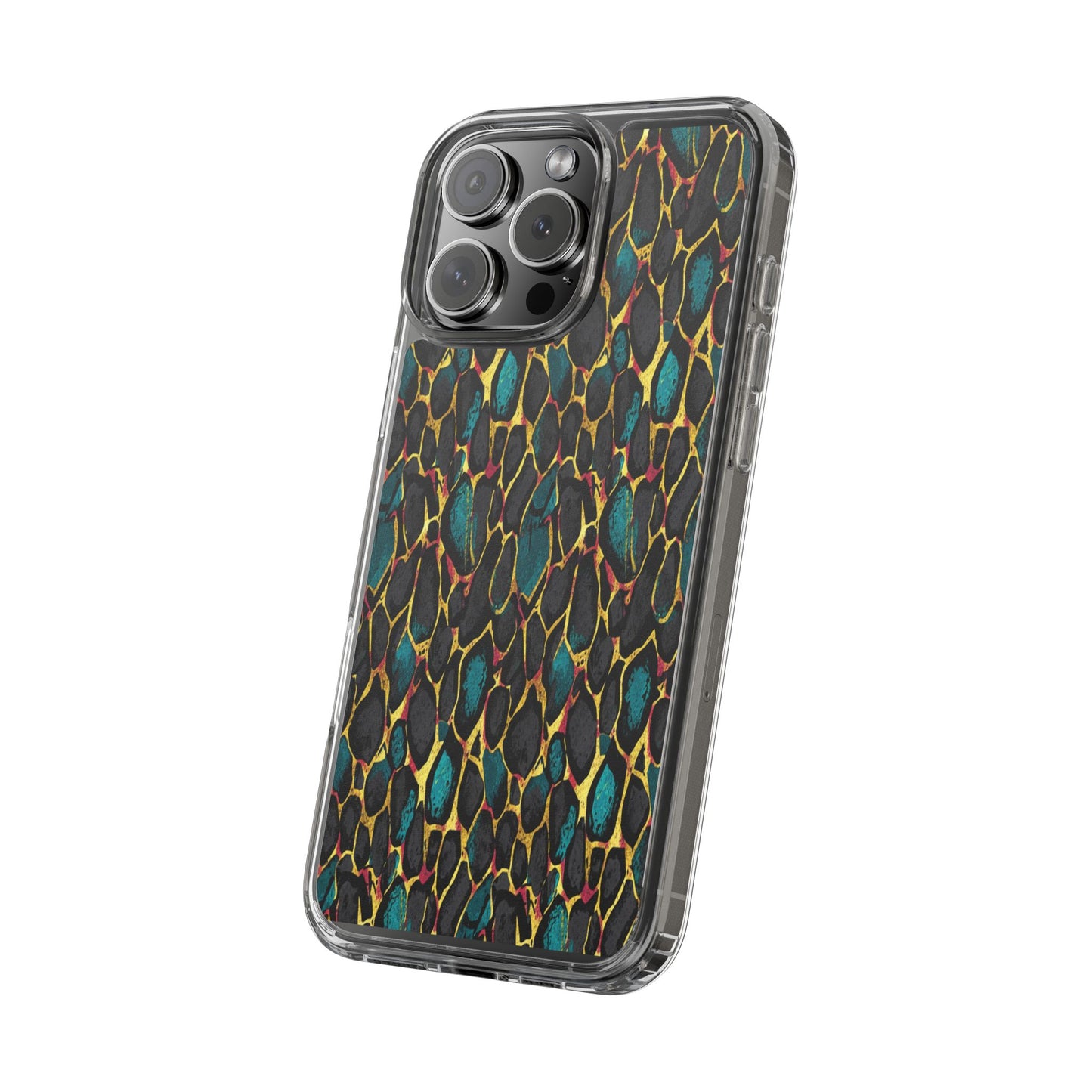 Teal Gold Leopard Clear Phone Case