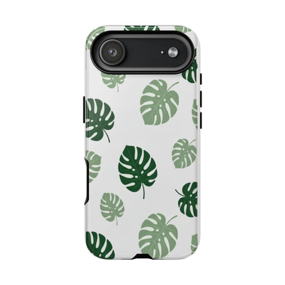 Monstera Leaf Tough Phone Case – Tropical Green Palm Pattern Protective Cover