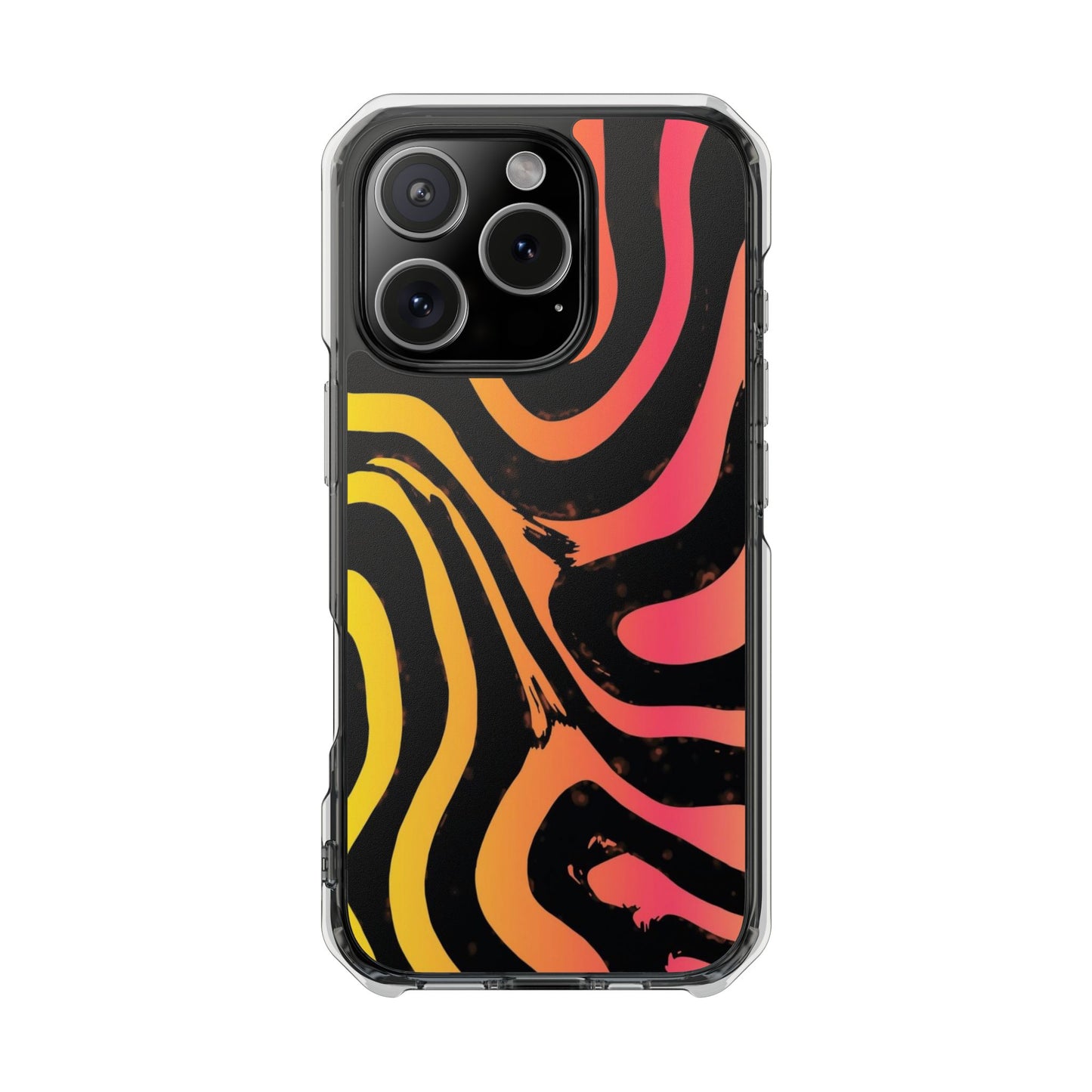 Clear Magnetic Impact Phone Case — Neon Zebra Stripe Design