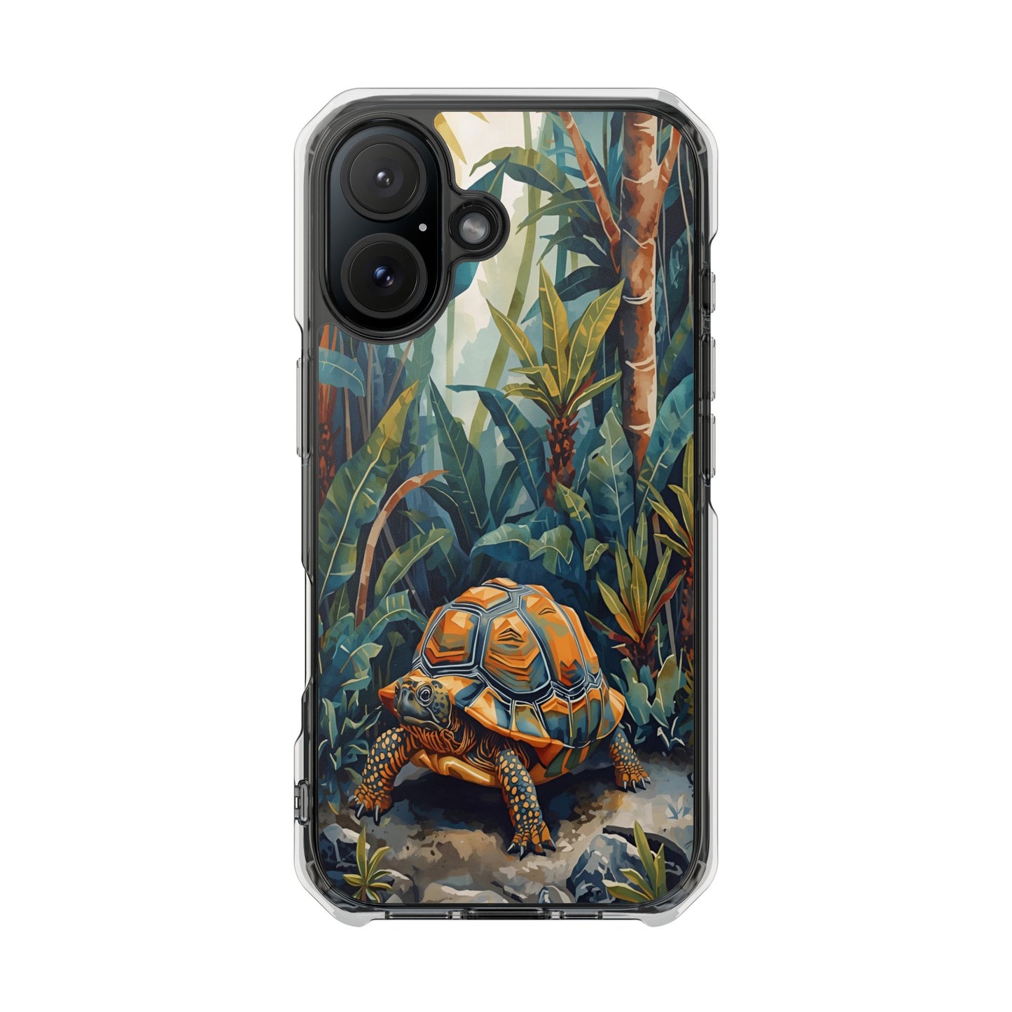 Clear Magnetic Phone Case — Tropical Turtle Art Protective Cover