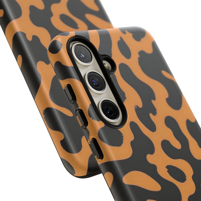 Leopard Print Phone Case — Orange & Black Tough Pattern Protective Cover