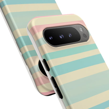 Pastel Striped Tough Phone Case – Protective Retro Rainbow Design