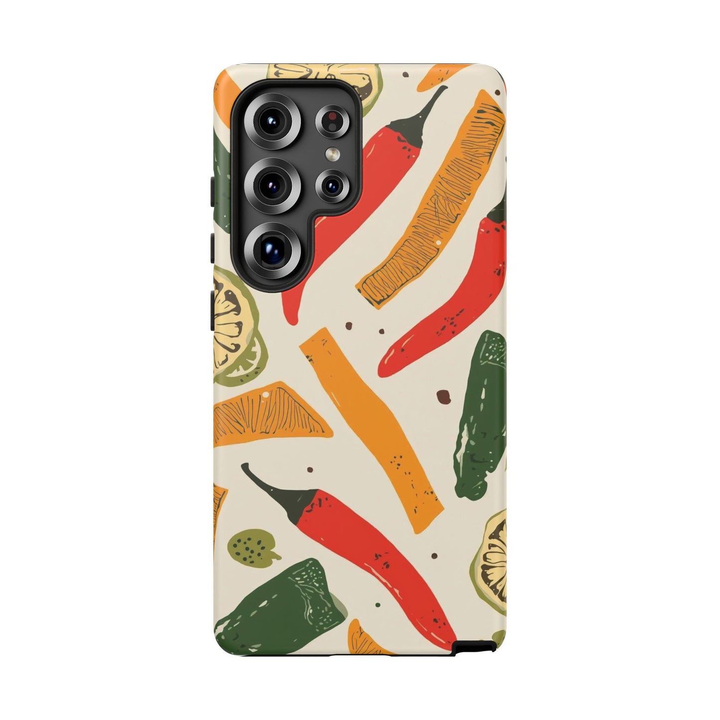 Spicy Peppers Phone Case – Colorful Chili, Lime & Citrus Pattern