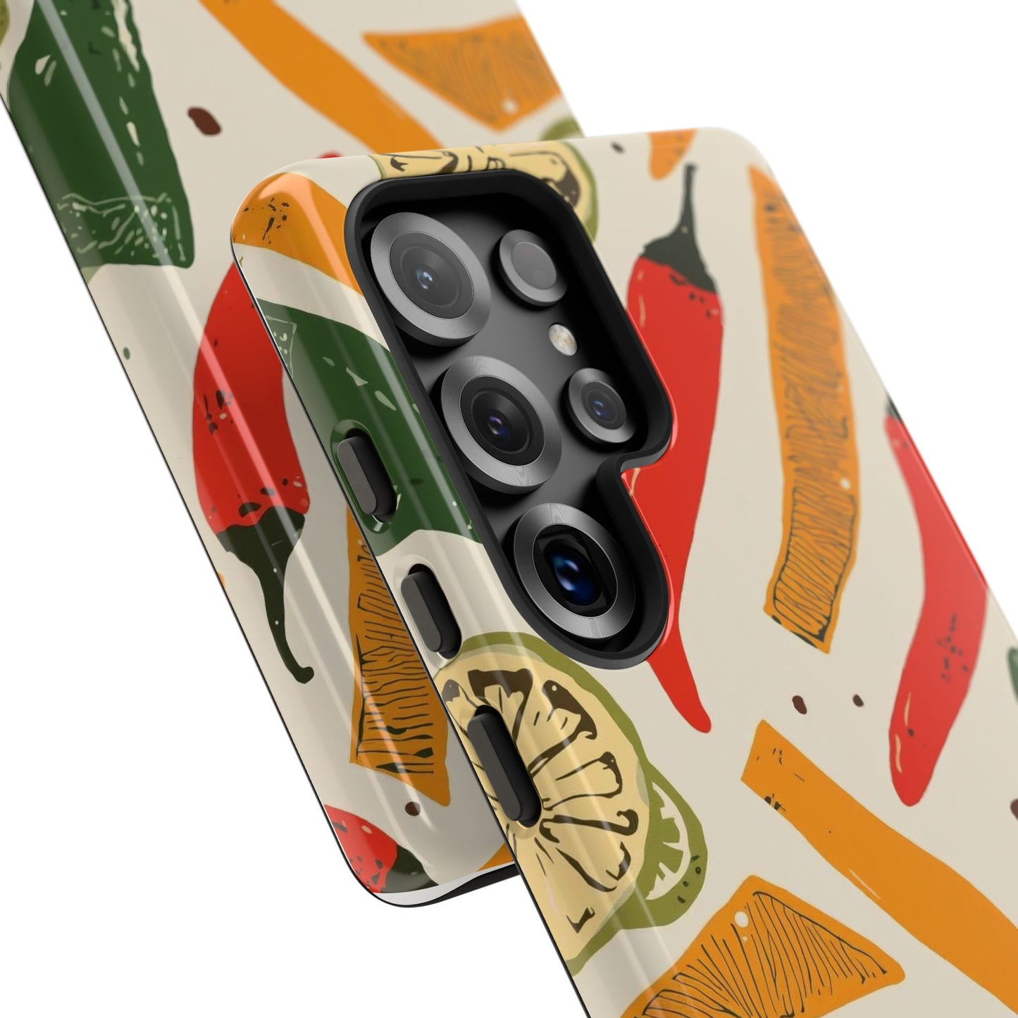 Spicy Peppers Phone Case – Colorful Chili, Lime & Citrus Pattern