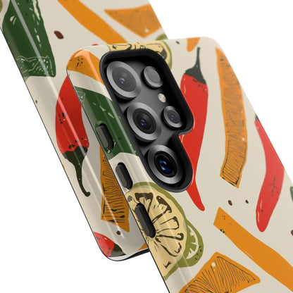 Spicy Peppers Phone Case – Colorful Chili, Lime & Citrus Pattern