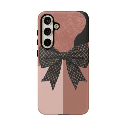 Bow Stripe Tough Phone Case – Pink Mauve Protective Cover