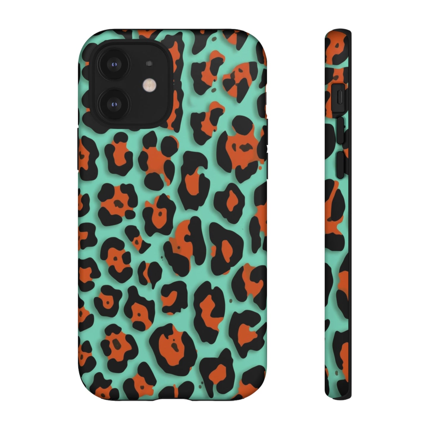 Teal & Rust Leopard Phone Case — Tough Protective Animal Print
