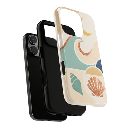 Sea Breeze Tough Phone Case — Retro Waves & Shells Design