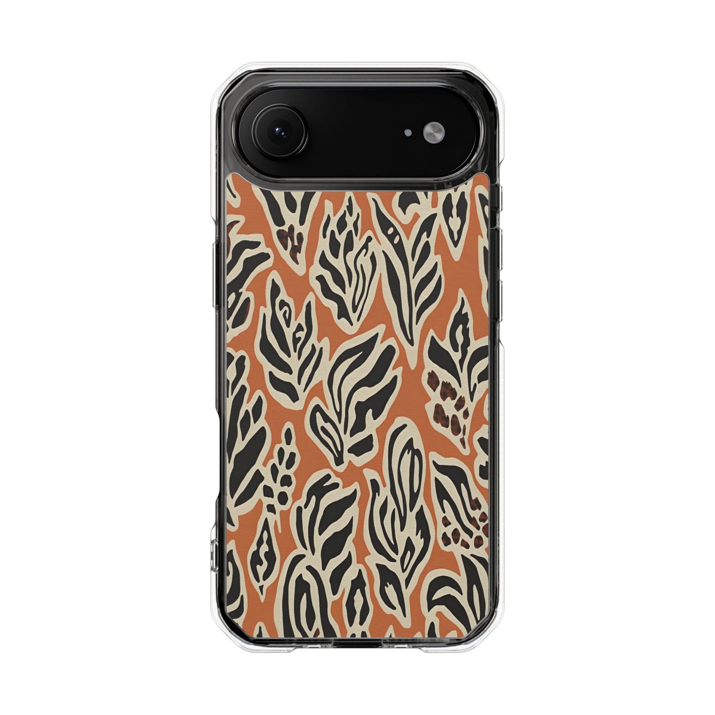 Clear Magnetic Phone Case — Earthy Abstract Leaf Pattern