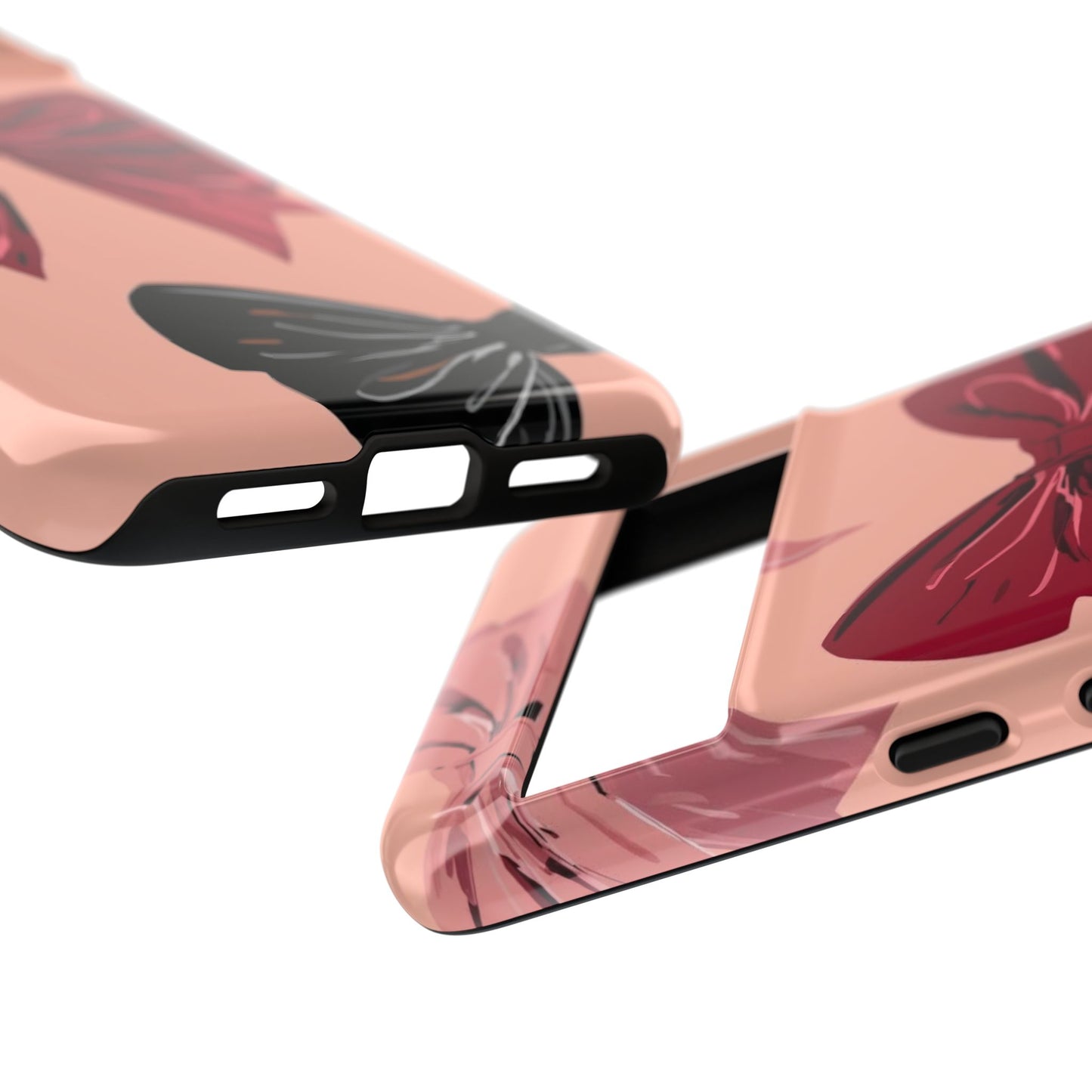 Bow Pattern Tough Phone Case — Pink, Red & Black Decorative Bows