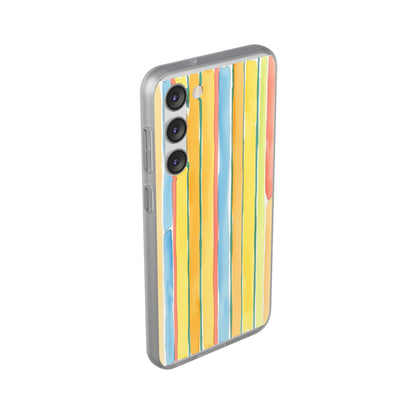 Watercolor Stripe Phone Case — Bright Pastel Vertical Stripes Protective Flexi Case