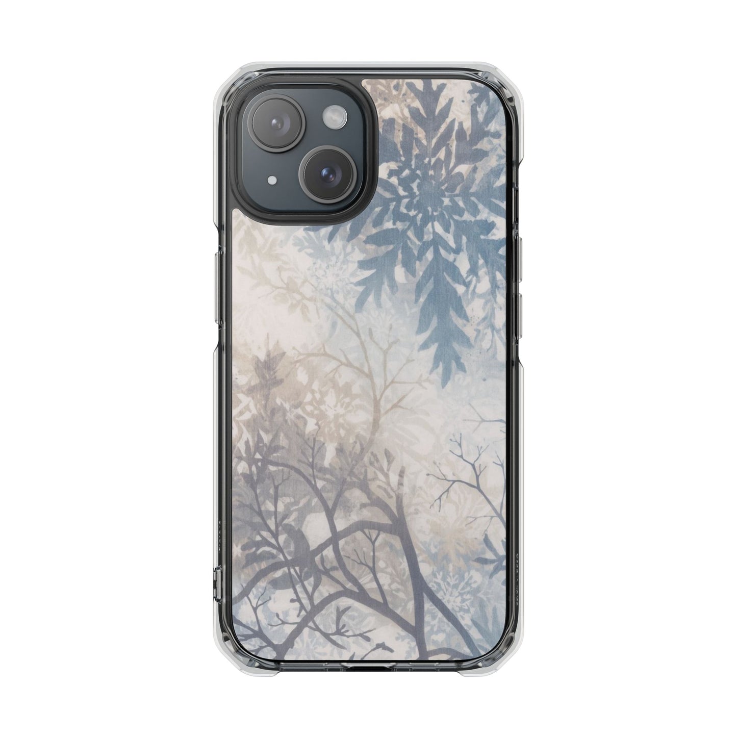 Clear Impact Phone Case with Delicate Botanical Shadow Design — Magnetic Compatible