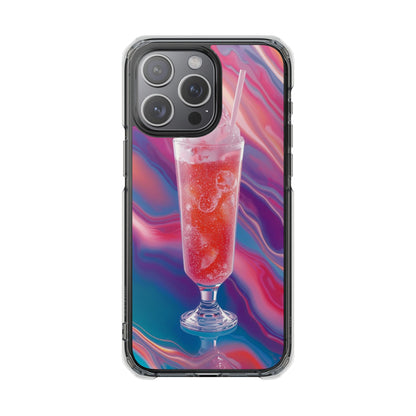 Clear Magnetic Phone Case — Retro Pink Soda Float Design