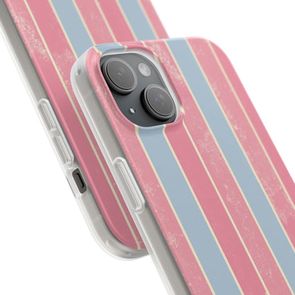 Striped Pink & Blue Phone Case — Retro Pastel Flexi Case