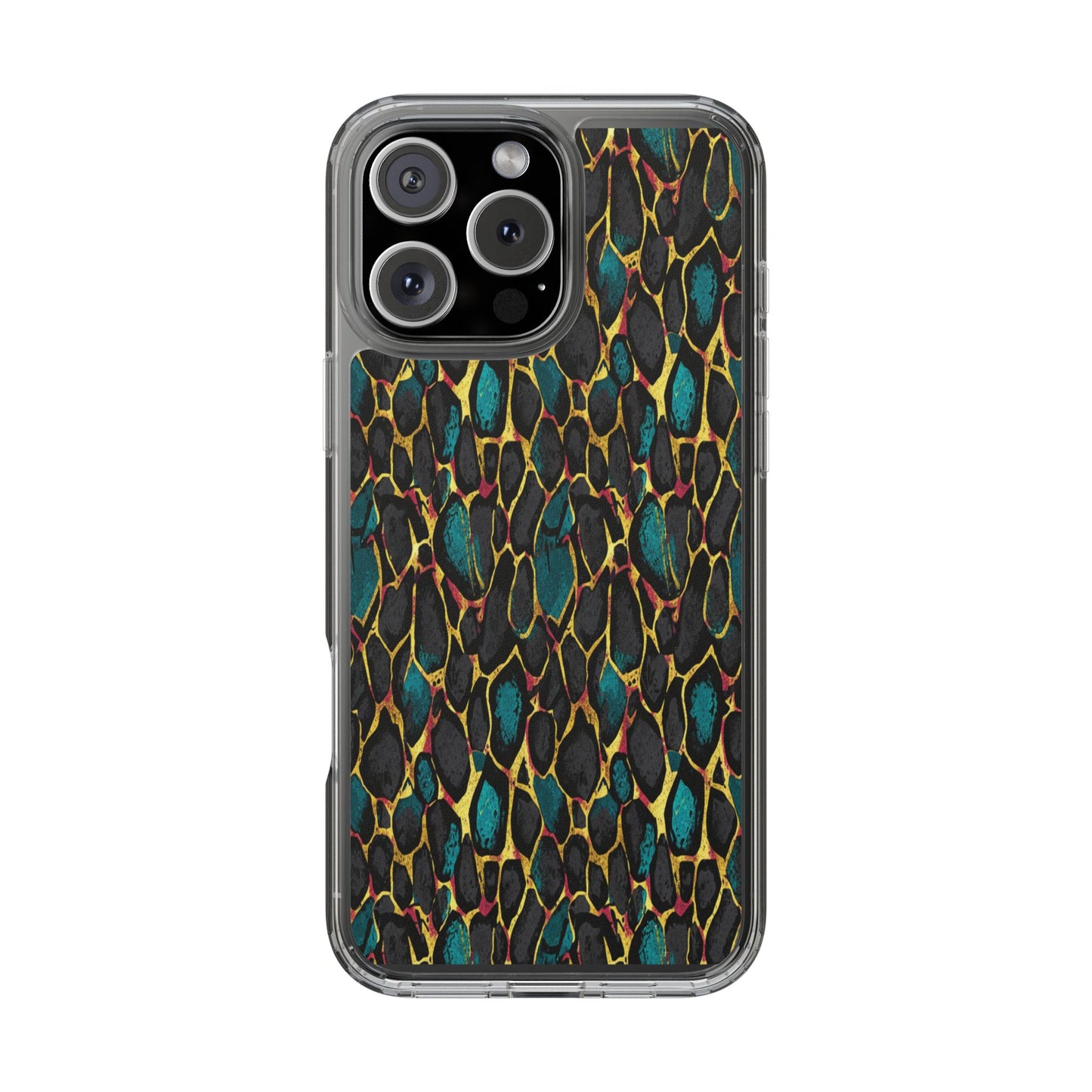 Teal Gold Leopard Clear Phone Case