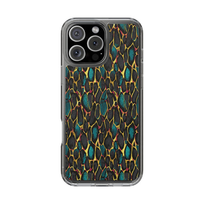 Teal Gold Leopard Clear Phone Case