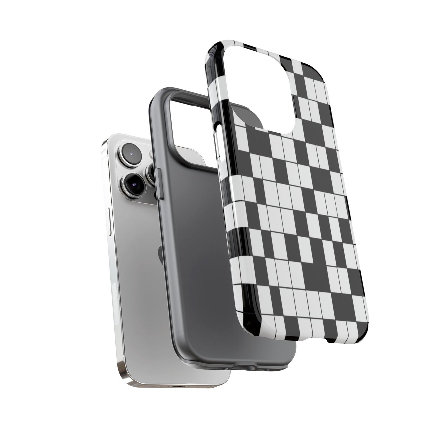 Crossword Grid Phone Case — Black & White Puzzle Pattern Tough Phone Cover