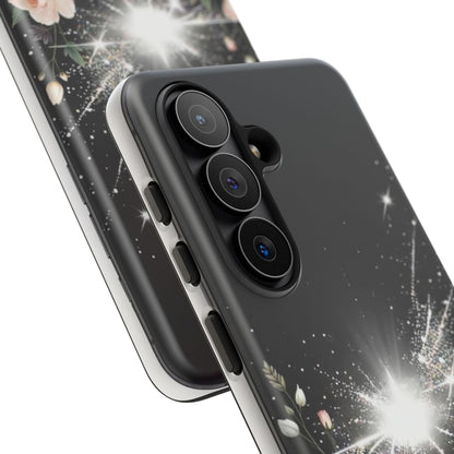 Floral Burst Phone Case — Protective Black Sparkle Design