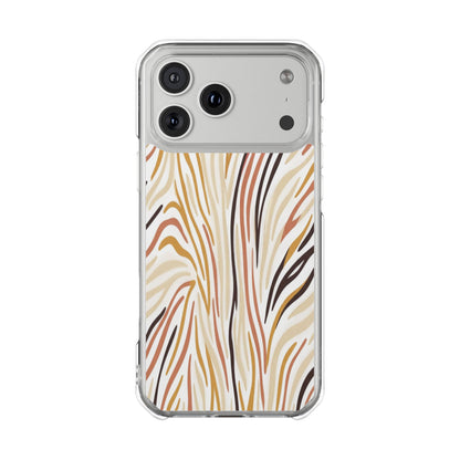 Clear Magnetic Phone Case — Neutral Abstract Marble Wave Design
