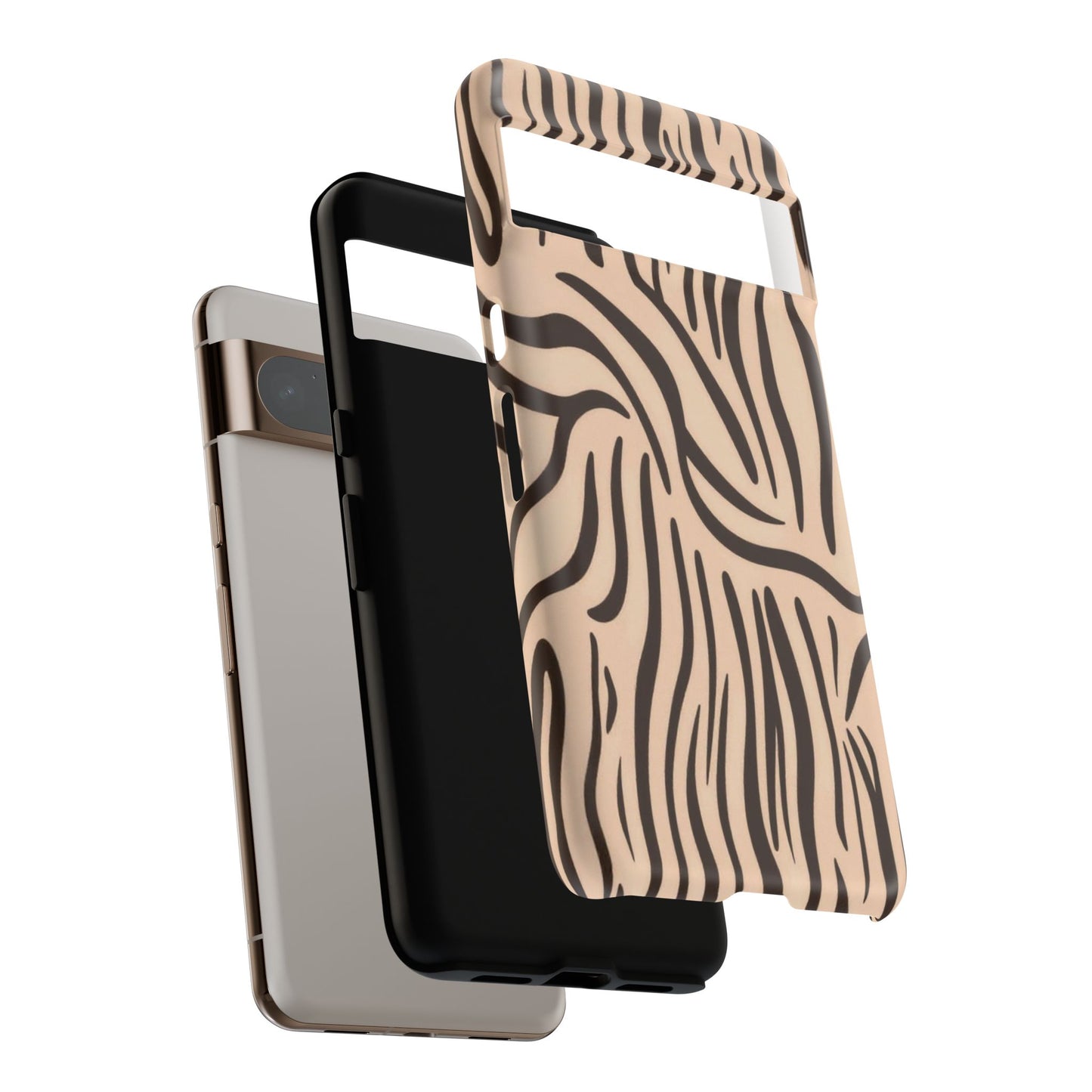 Zebra Stripe Tough Phone Case – Neutral Animal Print Protective Cover