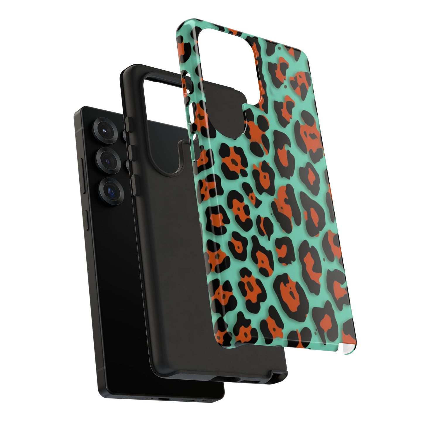 Teal & Rust Leopard Phone Case — Tough Protective Animal Print